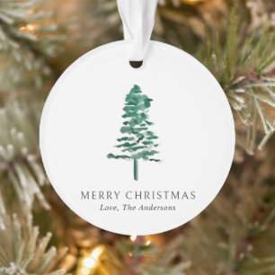 Waterverf dennenboom foto moderne kerst ornament