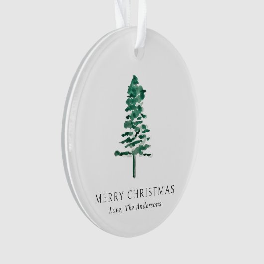 Waterverf dennenboom foto moderne kerst ornament (voorkant)