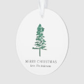 Waterverf dennenboom foto moderne kerst ornament (voorkant)