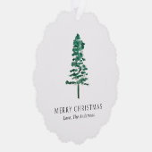 Waterverf dennenboom foto moderne kerst ornament kaart (Rechts)