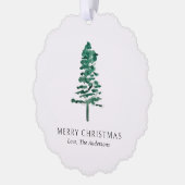 Waterverf dennenboom foto moderne kerst ornament kaart (Links)
