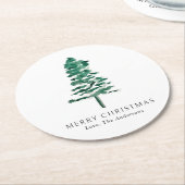 Waterverf dennenboom foto moderne kerst ronde kartonnen onderzetter (Gebogen)
