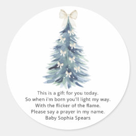 Waterverf dennenboom - Gebed voor baby Ronde Sticker