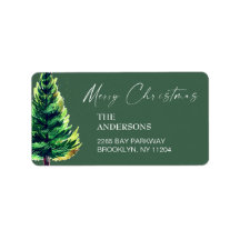 Waterverf dennenboom kerst retour adres