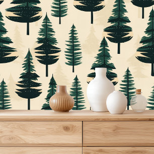  Waterverf dennenboom kerstpatroon Behang