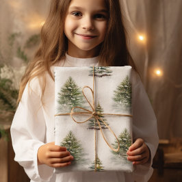 Waterverf dennenboom salie groen kerstfeest cadeaupapier