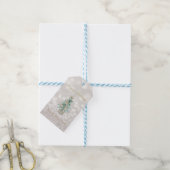 Waterverf dennenboom, ster glinster bokeh cadeaulabel (Met Touw)