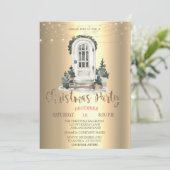 Waterverf dennenboom, voordeur kerstfeest kaart (Staand voorkant)