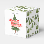 Waterverf dennenboom vrolijk kleine verjaardag bedankdoosjes (Voorkant Zijde)