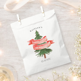 Waterverf dennenboom vrolijk kleine verjaardag bedankzakje