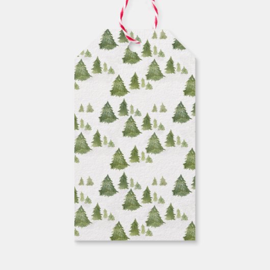 Waterverf dennenboom vrolijk kleine verjaardag cadeaulabel (Achterkant)