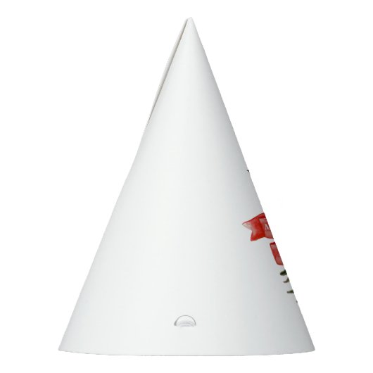 Waterverf dennenboom vrolijk kleine verjaardag feesthoedjes (Links)