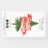 Waterverf dennenboom vrolijk kleine verjaardag spandoek (Horizontaal)