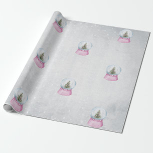 Waterverf dennenboom,wereldbol cadeaupapier