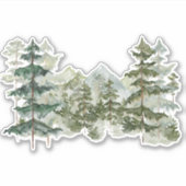 Waterverf Dennenbos Berg Rustieke Esthetiek Sticker (Voorkant)