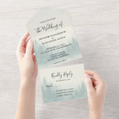 Waterverf dennenbos bruiloft all in one uitnodiging (Afscheurbaar)