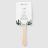 Waterverf dennenbos bruiloft programma handwaaier (Voorkant)