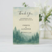 Waterverf dennenbos Dank u trouwkaart Bedankkaart (Staand voorkant)