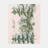 Waterverf Dennenbos en berg Esthetiek Fleece Deken (Voorkant)