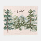 Waterverf dennenbos en berg esthetisch fleece deken (Voorkant (Horizontaal))