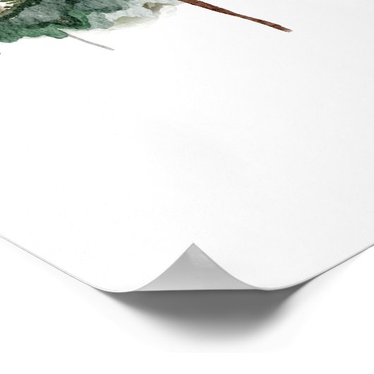 Waterverf dennenbos en berg esthetisch poster (Hoek)