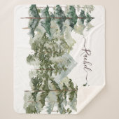 Waterverf dennenbos en berg esthetisch sherpa deken (Voorkant)