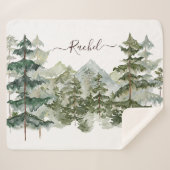 Waterverf dennenbos en berg esthetisch sherpa deken (Voorkant (horizontaal))