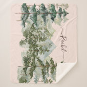 Waterverf dennenbos en berg esthetisch sherpa deken (Voorkant)