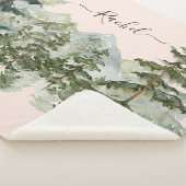 Waterverf dennenbos en berg esthetisch sherpa deken (3/4)