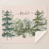 Waterverf dennenbos en berg esthetisch sherpa deken (Voorkant (horizontaal))