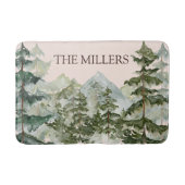 Waterverf dennenbos en berg rustiek badmat (Voorkant)