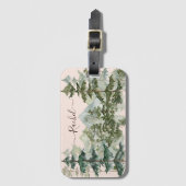 Waterverf dennenbos en berg rustiek bagagelabel (Voorkant (verticaal))