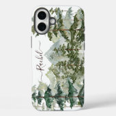 Waterverf dennenbos en berg rustiek Case-Mate iPhone case (Achterkant)