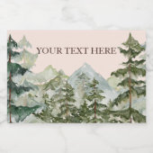 Waterverf dennenbos en berg rustiek voedselcontainer etiket (Enkel label)