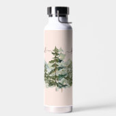 Waterverf dennenbos en berg rustiek waterfles (Links)