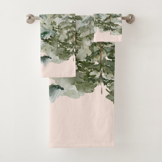 Waterverf dennenbos en berg rustieke Bath To Bad Handdoek (Insitu)