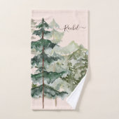 Waterverf dennenbos en berg rustieke Bath To Bad Handdoek (Handdoek)