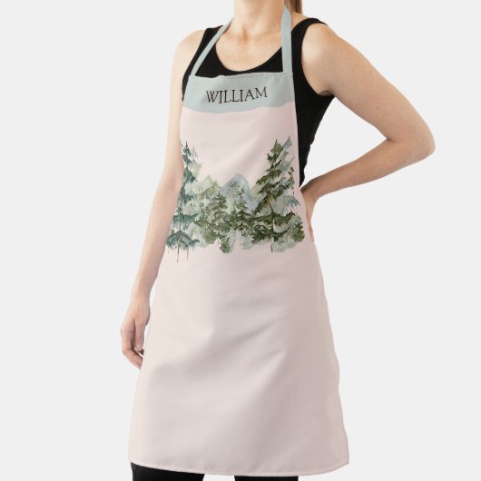 Waterverf dennenbos en bergtuin schort (Insitu)