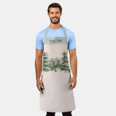 Waterverf dennenbos en bergtuin schort (Gedragen)