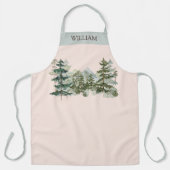 Waterverf dennenbos en bergtuin schort (Voorkant)