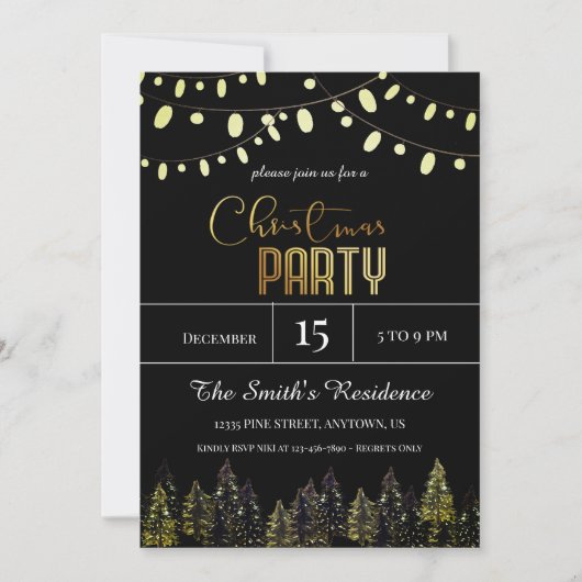 Waterverf dennenbos kerst kaart (Voorkant)