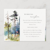 Waterverf dennenbos landschap bruiloft receptie informatiekaartje (Voorkant)