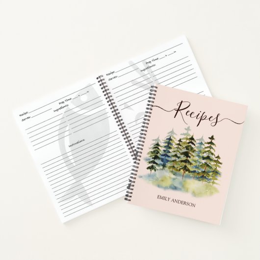 Waterverf  dennenbos Recept Cookbook Notitieboek (Binnen)