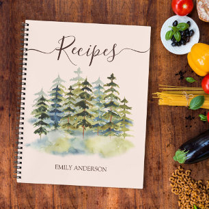 Waterverf  dennenbos Recept Cookbook Notitieboek