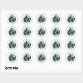 Waterverf dennenbos ronde sticker (Vel)
