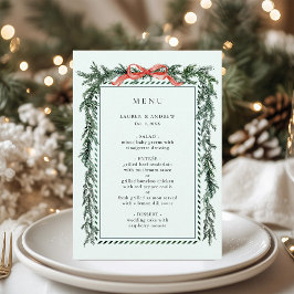 Waterverf Dennengarland Bruiloft Mintgroen Menu