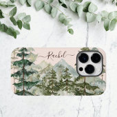 Waterverf Dennengebergte en Berg Rustiek Case-Mate iPhone Case
