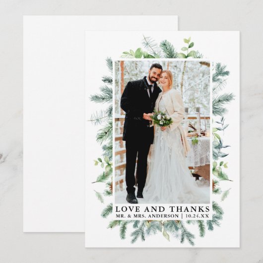 Waterverf dennengroen liefde Bedankt bruiloft (Voorkant / Achterkant)