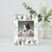 Waterverf Dennenkegels Liefde Dank Huwelijksfoto Briefkaart (Staand voorkant)