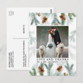 Waterverf Dennenkegels Liefde Dank Huwelijksfoto Briefkaart (Voorkant / Achterkant)
